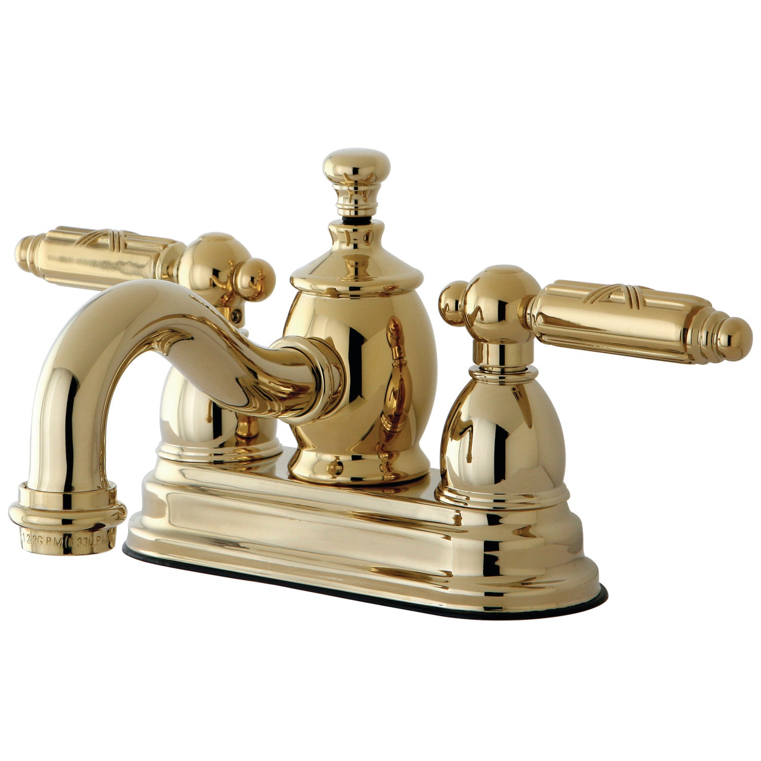 Kingston Heirloom KS7102GL - Georgian Double-Handle 3-Hole Deck Mount 4-Inch Centerset Bathroom Faucet with Brass Pop-Up, Polished Brass — image 1